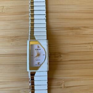 Geneva Quartz Fashion Watch White Gold 90s Mod Style